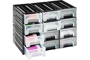 Navaris Small Parts Organiser With 12 Drawers - Sorting Box Made of Plastic - Screw Organising System for Workshop Accessorie