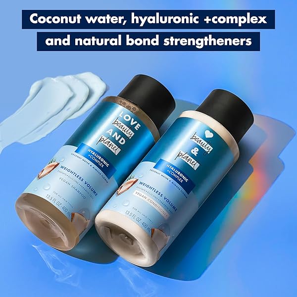 LOVE BEAUTY AND PLANET WEIGHTLESS VOLUME CONDITIONER WITH HYLAURONIC ACID COCONUT WATER & MIMOSA FLOWER FOR THIN AND FINE HAIR CARE 13.5 OZ