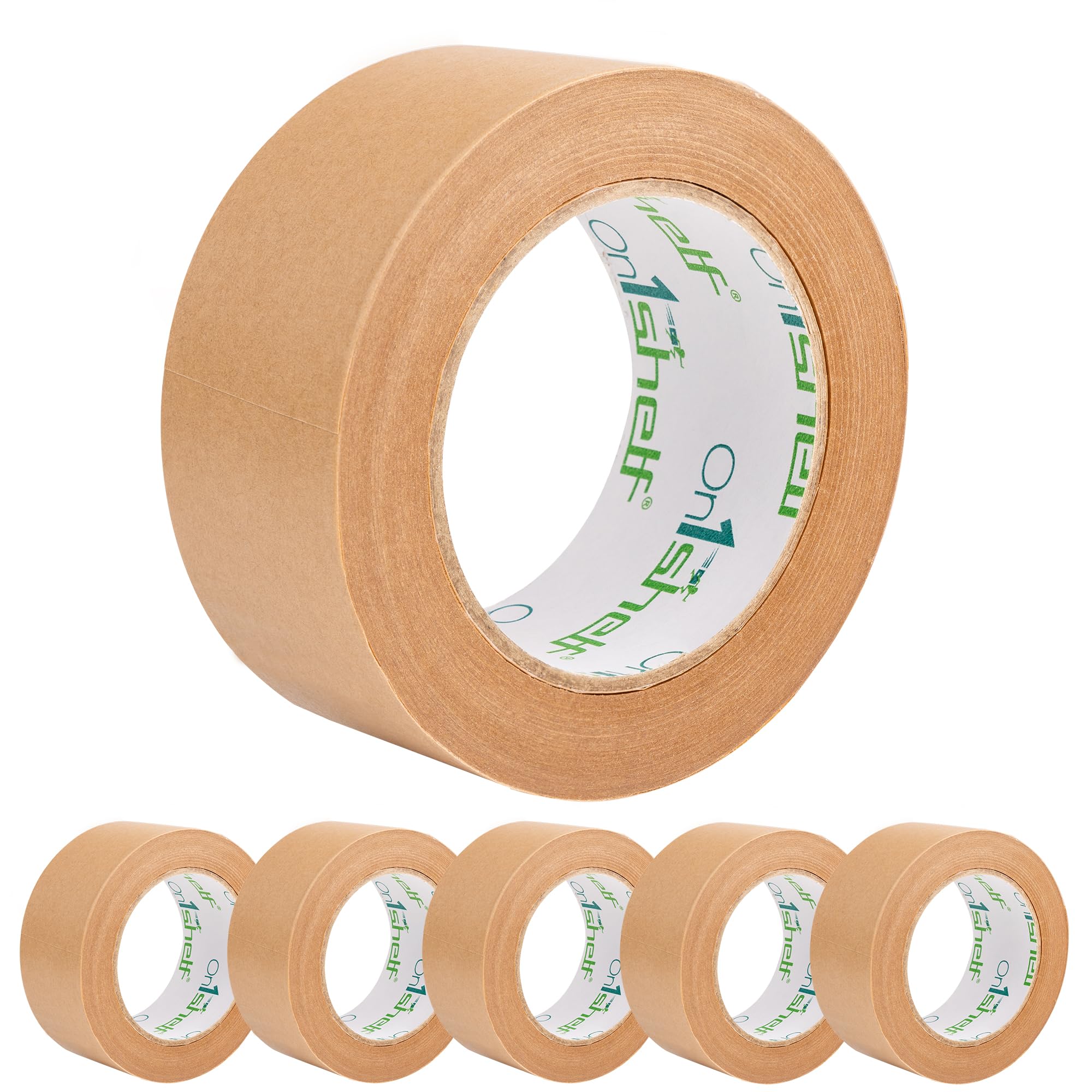 On1shelf® Eco-Friendly Biodegradable Kraft Carton Sealing Tape - 50m Long |100% Recyclable & Sustainable Packing Solution (6, 48mm)
