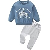 CIZENOFURS Baby Boy Clothes Fall Winter Long Sleeve Sweatshirt with Pants Set Toddler Cute Letter Print Outfits