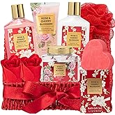 Valentines Day Gifts for Women, Bath and Body Gift Basket Set for Mothers Day - 9 Pcs Luxury Rose Spa Gift Baskets Set for Women, Gift Set | Christmas Gifts, Birthday, Gift Sets for Mom All Occasion