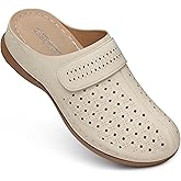 SHIBEVER Clogs for Women Mules Shoes: Comfortable Slip On Closed Toe Sandals Summer Casual Walking Platform Slides Apricot Size 9