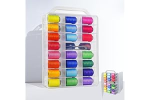 KASTUN Thread Storage,Double Sided,46 Grids Sewing Organizer,Portable, Transparent, Sewing Thread Storage Case