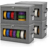 4 Pack Filament Storage Box Set with Dry Desiccants, Moisture &amp; Dust-Proof | Holds 24 Spools, Water-Repellent Oxford Cloth, Separate Spaces with Divider Panel, Suitable for 1.75mm PLA ABS PETG TPU