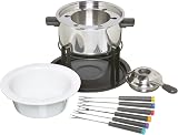 KitchenCraft 3 in 1 Fondue Set with Colour Coded Forks Silver view 1