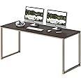 SHW Home Office 48-Inch Computer Desk, Silver/Espresso