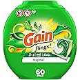 Gain flings! Laundry Detergent Soap Pacs HE Compatible 60 ct Long Lasting Scent Original Scent