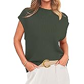 PRETTYGARDEN Womens Mock Neck Sleeveless Sweater Vest 2025 Summer Casual Fall Short Cap Sleeve Knit Ribbed Pullover Tank Tops