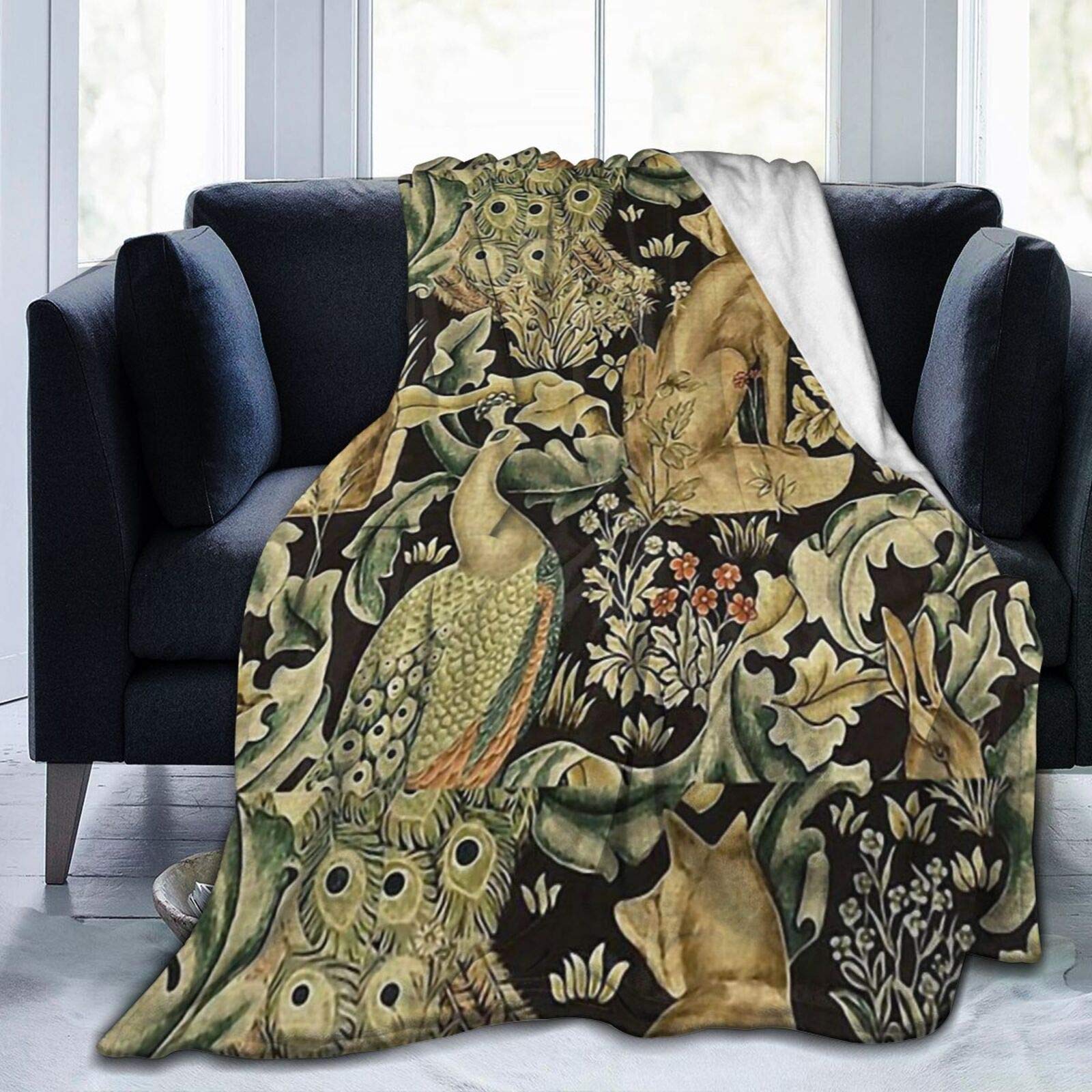 Jupsero Throw Blanket William Morris Forest Fabric Ultra Soft Lightweight Blanket Flannel Throw Blanket50 X40