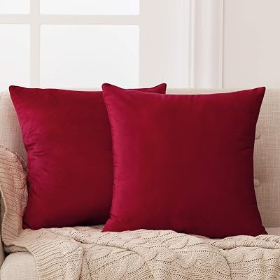 Deconovo Set of 2 Velvet Cushion Covers 30x50 cm Red Invisible Zipper