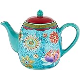 Certified International Tea Pot Ceramic Blue, Tunisian Sunset Collection, 40 Ounces