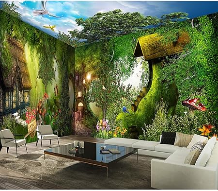 Wall Mural 3d Forest Log Cabin Full House Wall Custom Wallpaper 3d