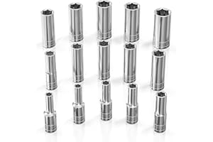 Olsa Tools Metric Socket Set (15pc) | 3/8-Inch Drive | 6-Point Deep Socket Set | Metric Sizes from 6 mm to 20 mm | Mechanic M