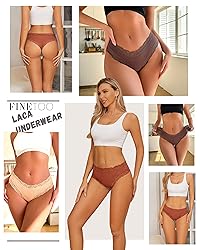 FINETOO Womens Cotton Underwear Sexy Lace Hipster