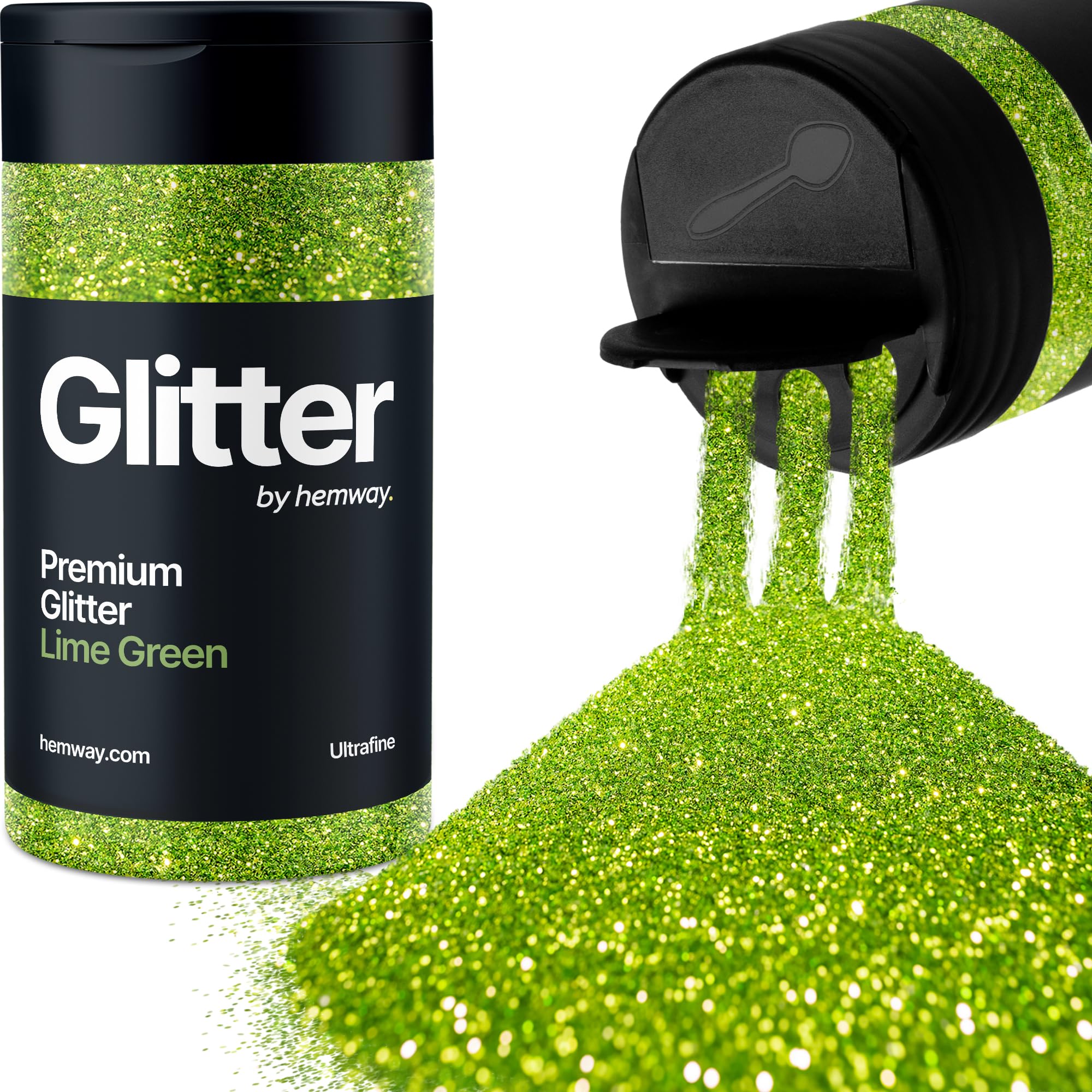 Lime Green Glitter Shaker, 130g Ultrafine Glitter, Crafts 1/128" Metallic Flake Lime Green Sequins, Resin & Epoxy Crafts, Decorating, Halloween, Christmas Nail, Face, Hemway