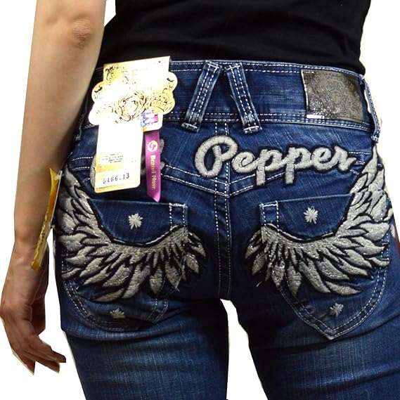 Amazon 選べる5サイズ レディースred Pepper レッドペッパー 5466スキニーデニム 25 羽刺繍 ウイング 韓国デニム レッドペッパーレディース 正規品 ジーンズ 通販