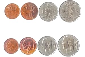 HOBBY OF KINGS Set of 4 Coins from Belgium (BELGIE). 20, 50 CENTIMES, 1, 5 FRANCS. 1948-1993 King Baudouin I