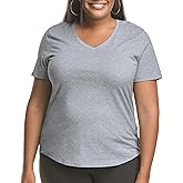 Hanes Womens Just My Size Plus Size Cotton Jersey T-Shirt, Short Sleeve V-Neck Tee