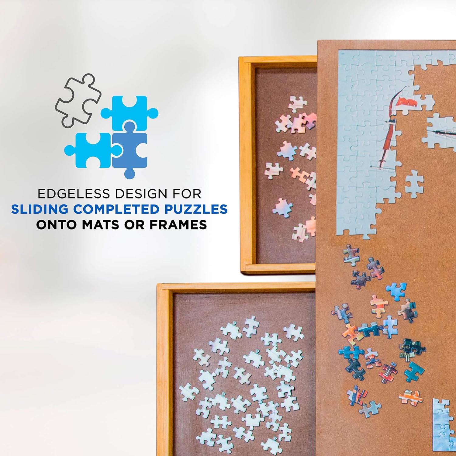 Jumbl Puzzle Board | 23” x 31” Wooden Jigsaw Puzzle Table w/ 4 Storage & Sorting Drawers | Smooth Plateau Fiberboard Work Surface & Reinforced Hardwood | for Games & Puzzles Up to 1,000 Pieces: Toys & Games