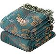 MSGKV Boho Throw Blanket 100% Cotton Blankets for Bed Couch 60''x80'', Soft Summer Blanket Travel Boho Quilt Muslin Blanket Home Decor Farmhouse Warm Throws Gifts for Women Mom