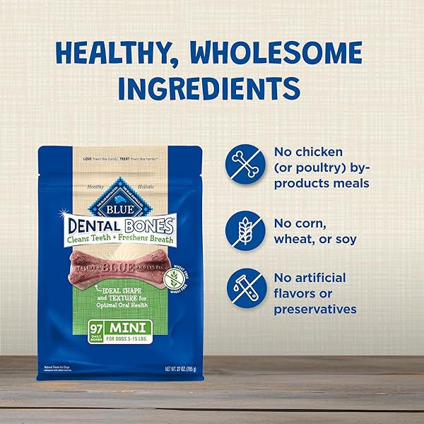 BLUE BUFFALO DENTAL BONES MINI NATURAL DENTAL CHEW DOG TREATS BAG VALUE PACK