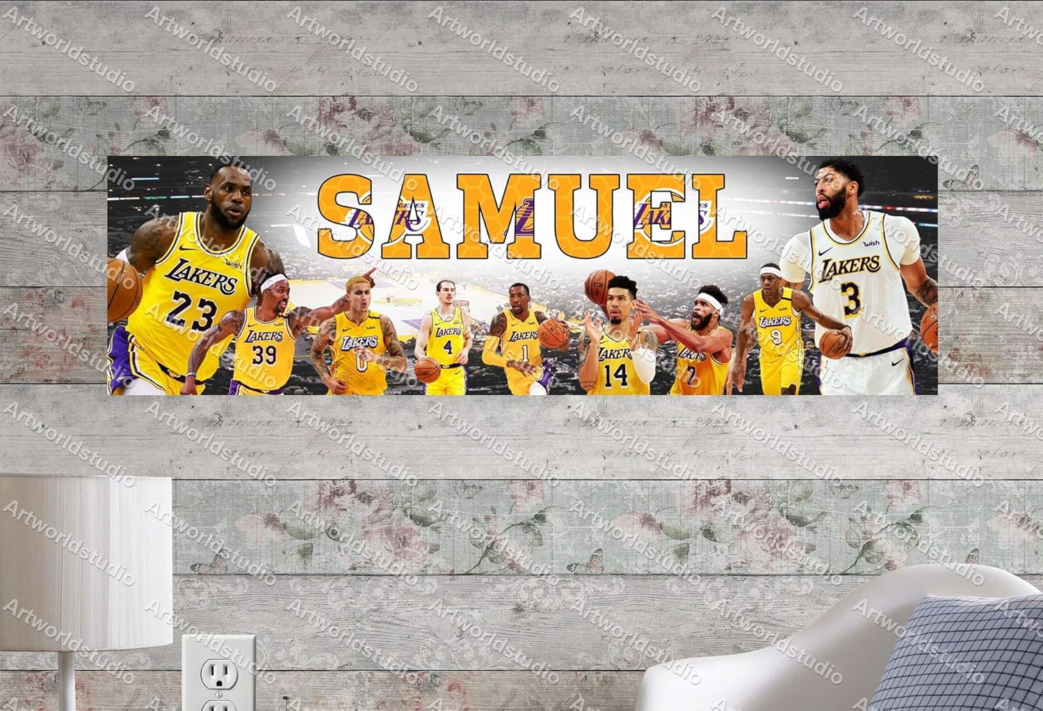 Amazon Com La Los Angeles Lakers 2019 20 Roster 8 5 X30 Personalized Name Poster Customize With Your Name On It Birthday Party Banner Handmade