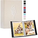 Lanpn Photo Album 4x6 100 Pictures 2 Packs, Small Mini Capacity Linen Photo Book Sets, Each Pack Holds 100 Top Loader Vertical Only Picture for Kids Boy Girls Beige