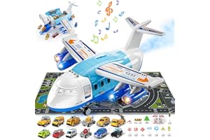Doloowee Airplane Toys for 3+ Year Old - Transport Cargo Airplane Car Toy Play Set - 12PCS Construction Cars Toy Airplane for