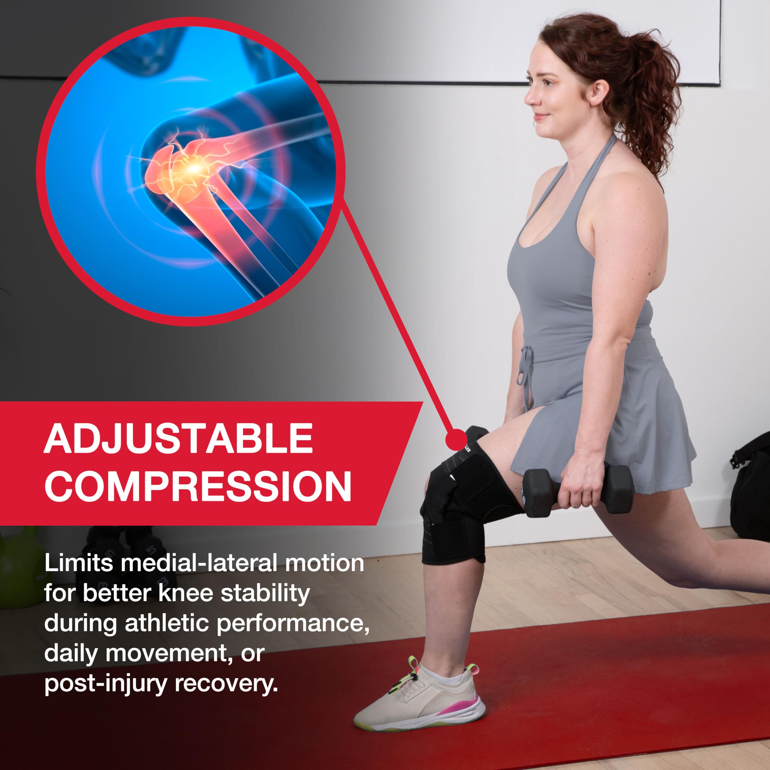 MUELLER Sports Medicine Self Adjusting Hinged Knee Brace for Men and Women, Knee Stabilizer for Compression and Pain Relief Support, Ideal for Arthritis, Sprains, Black, One Size