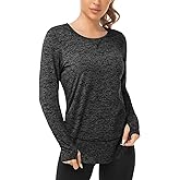 WOWENY Women's Thermal Fleece Workout Tops Long Sleeve Pullover Shirts with Thumb Holes for Sports Running Quick Dry