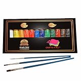 Acrylic paint 12 Set by Crafts 4 All For Paper,canvas,wood,ceramic,fabric & crafts.Non toxic & Vibrant colors. Rich Pigments With Lasting Quality - For Beginners, Students