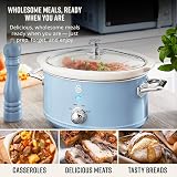 Swan Retro Slow Cooker 3.5L with 3 Temperature Settings Blue view 4