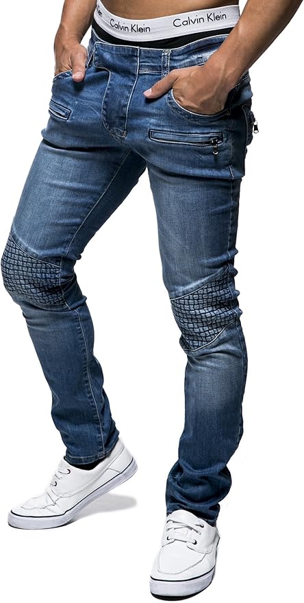 Leif Nelson Jeans da Uomo Pantaloni Jean LN-9415 Blu W34/L32