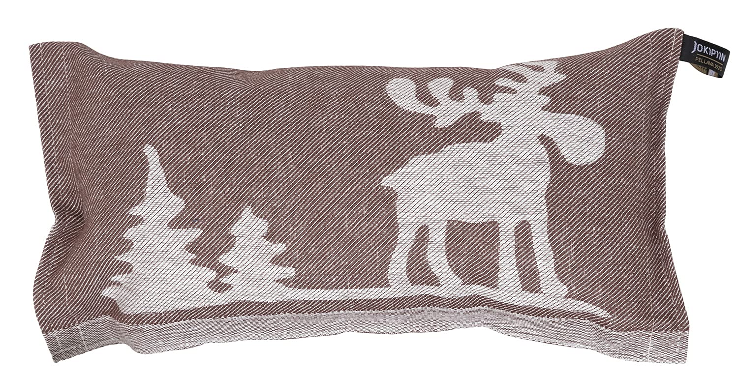 Jokipiin | 1 Sauna Pillow Favourite Travel Pillow | Design: Moose | Dimensions: 40 x 22 cm Linen / Cotton | Made in Finland (Brown/White)