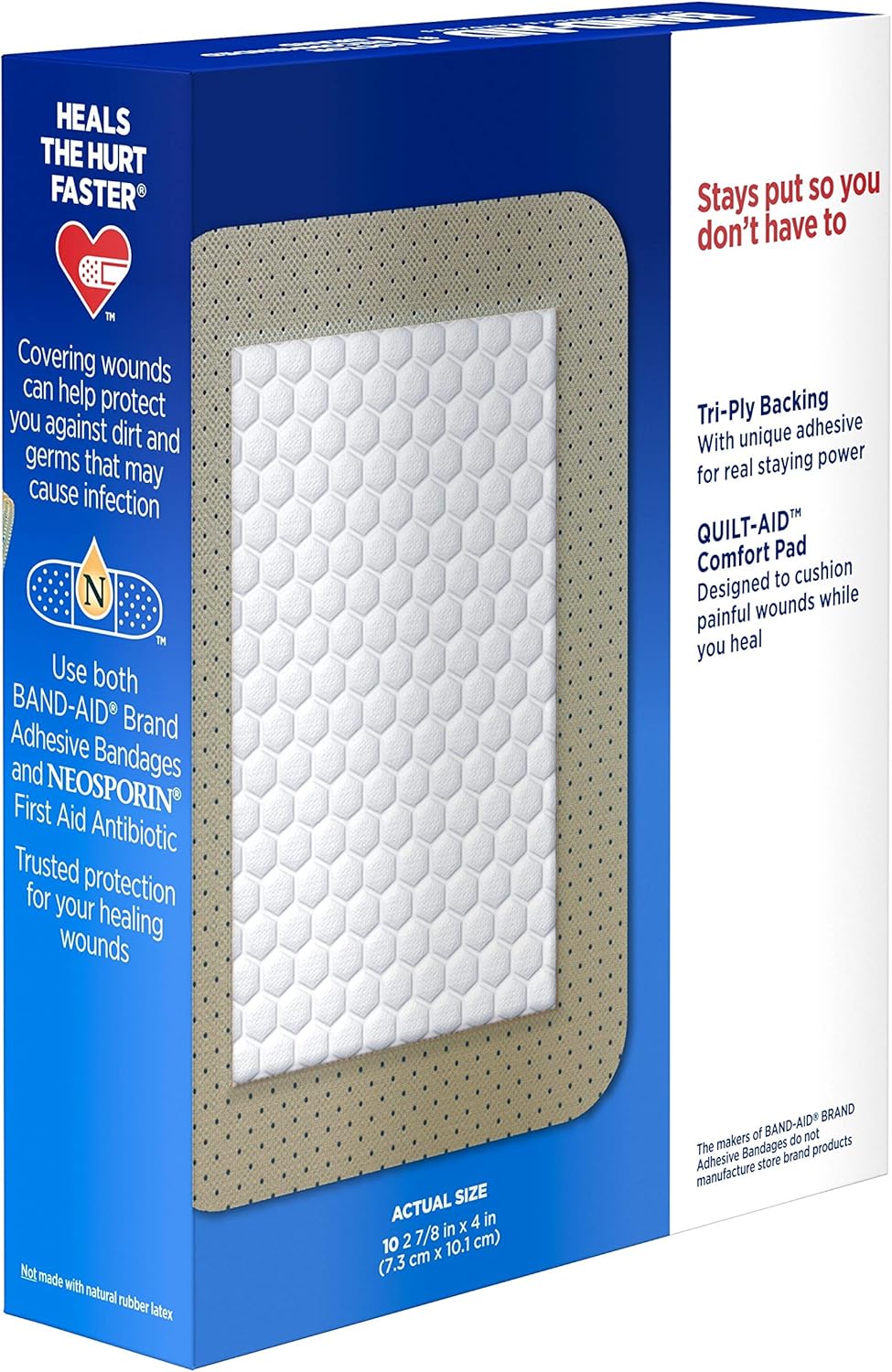 Band-Aid Brand Tru-Stay Adhesive Pads, Large Sterile Bandages for Wound Care, Large Size, 10 ct: Health & Personal Care