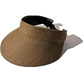 FURTALK Sun Visor Hats for Women Wide Brim Straw Visors Womens Foldable Beach Visors Summer Packable Ponytail Beach Hat