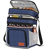 ZRSUN Insulated Lunch Bag for Women Men, Reusable 3 Layers Lunch Box Women, Expandable Reusable Water-resistant Lunch Box for Work Travel Office Picnic Hiking (Navy Blue)