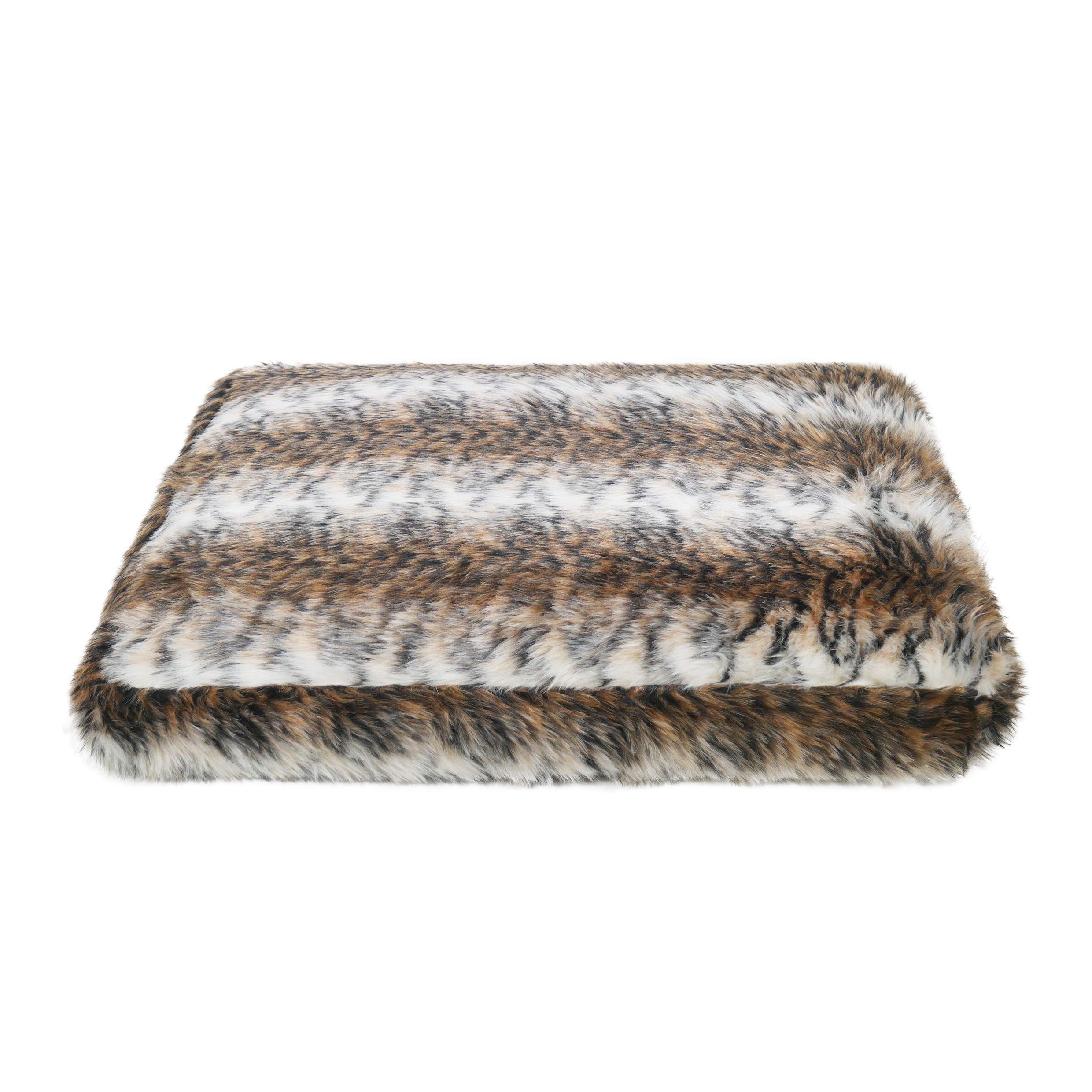 Rosewood Brown Cosy Fur Print Dog Mattress, Large, 80 x 62cm