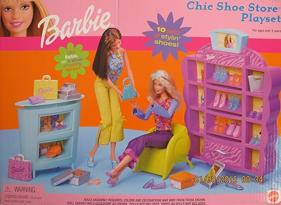 Amazon.com: BARBIE CHIC SHOE STORE Playset w COUNTER, Shoe CABINET, 10 PAIRS of SHOES \u0026 Much MORE! (2001): Toys \u0026 Games