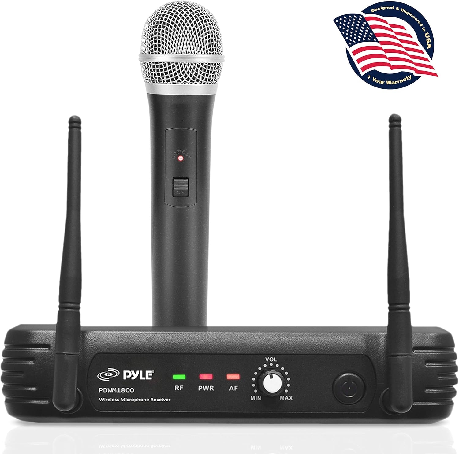 Pyle UHF Wireless Microphone System Professional Dynamic Wireless Mic Set