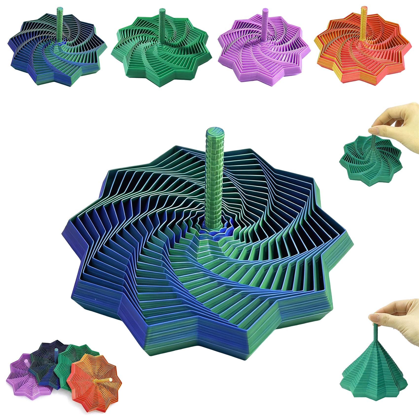 Photo 1 of 3D Printed Expanded Sensory Fidget Star,Expandable Fractal Fidget Toys Hexagon with Handle,Honeycomb Whirling Spiral Design,for Adults, Perfect for Christmas, Birthday Expandable Gifts (M5, 6.89in)