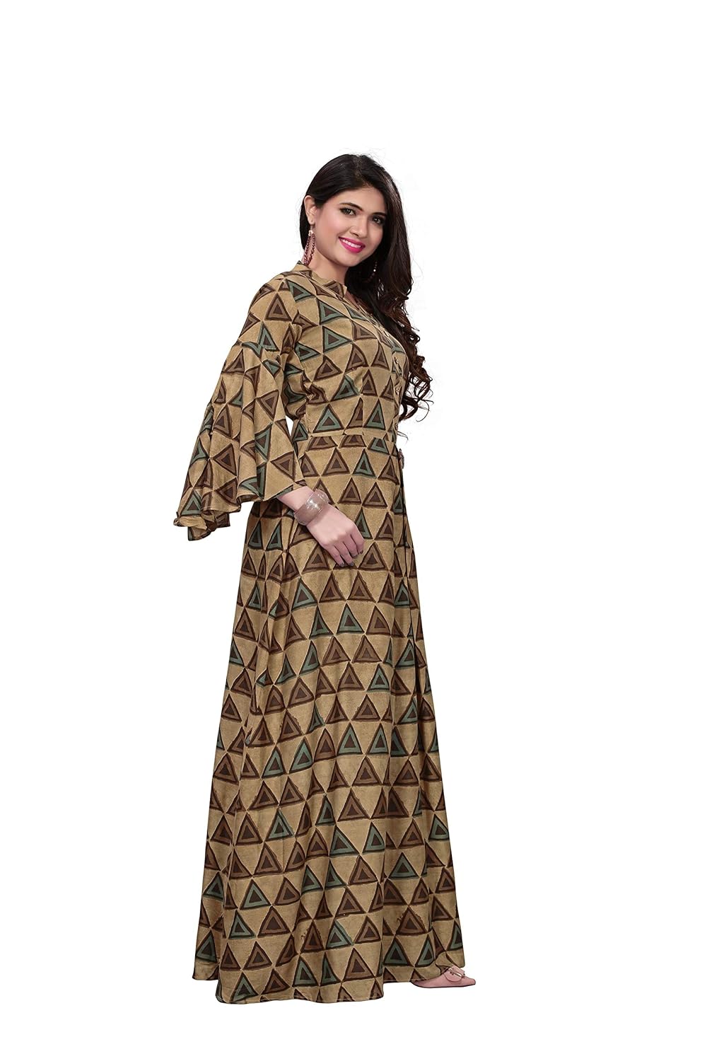 royal export women's rayon beige party wear dress