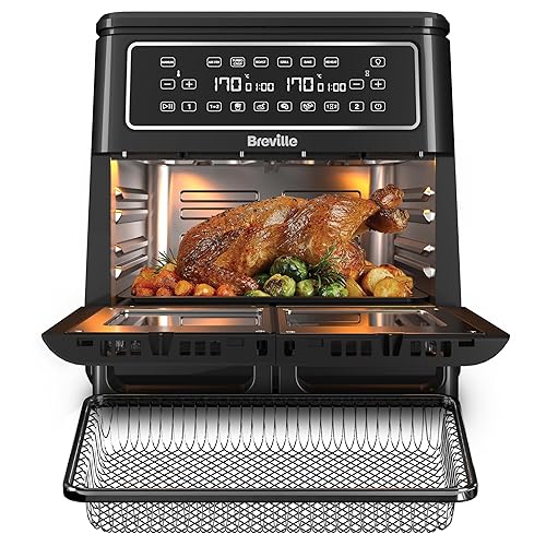 Breville Halo Flexi Air Fryer & Large Mesh Tray | Digital Dual Air Fryer Oven | 11L: Serves 10+ | Fry, Bake, Grill, Roast & Reheat | 2400 W | Save £65 a Year on Energy Bills* | Black [VDF138]