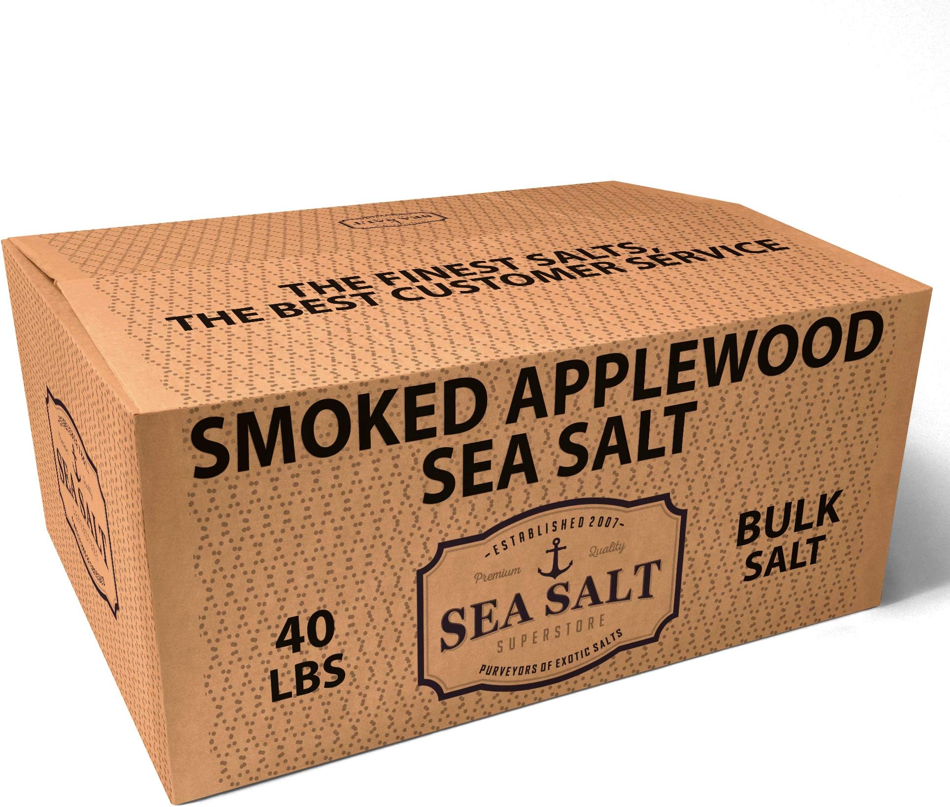 Smoked Applewood Sea Salt Bulk Ingredient Salts (40 Pound Box) - Cold-Smoked in the Pacific Northwest over Applewood - All-Natural, with No Artificial Additives