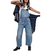 Qazel Vorrlon Denim Overalls for Women Barrel Wide Leg Bib Baggy Jeans Adjustable Denim Romper Stretch Jumpsuit Y2K Pants