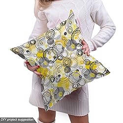 Ambesonne Grey and Yellow Fabric by The Yard, Hand