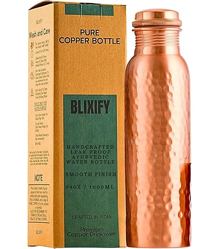 Amazon.com | ANTIQUE HANDICRAFT HUB Pure Copper Water Bottle 32 oz