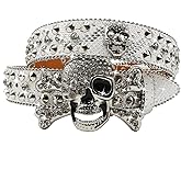 EVERBLTING Rhinestone Skull Belt for Men Women Studded Belts Y2k Punk Skull Belt Bling Stylish Rhinestone Cowgirl Belts