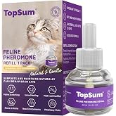 TopSum Cat Calming Pheromone Diffuser: Feline Pheromones Plug in for Stress, Alone At Home, Spraying, Fighting, Scratching, Aggression &amp; Excessive Meowing (1 Refill)