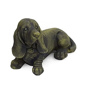 Christopher Knight Home Dayton Outdoor Basset Hound Dog Garden Ornament, Antique Green Finish